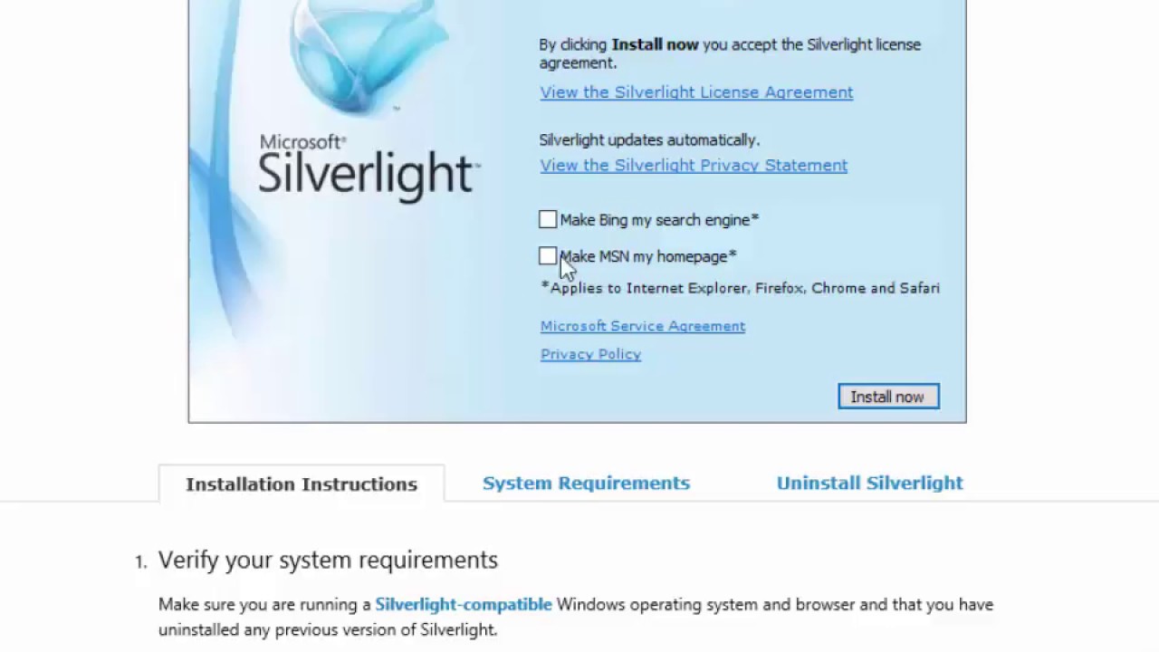 Install Microsoft Silverlight Windows 10